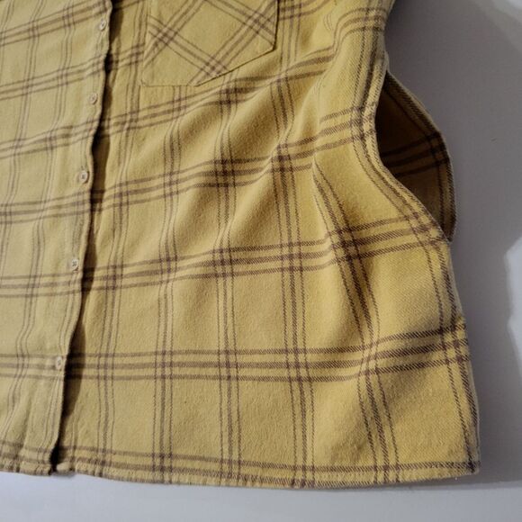 Women's Mustard Yellow Plaid Flannel Button-Down Shirt - Picture 11 of 14